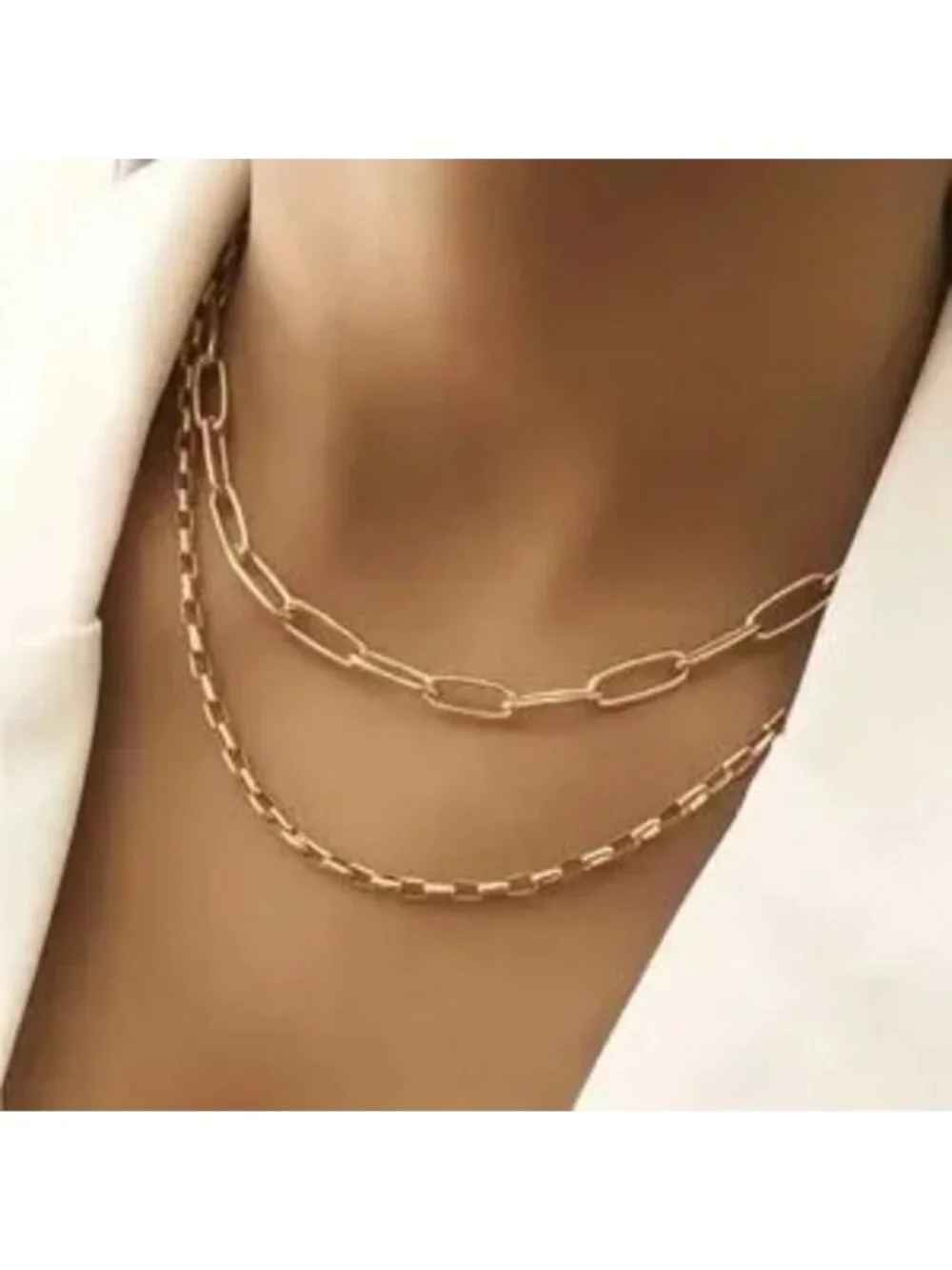 Gold 2pc Minmalist Chain Necklace